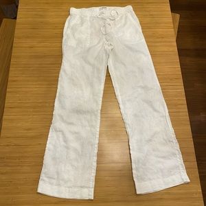 EUC white linen elastic waist pants size 2